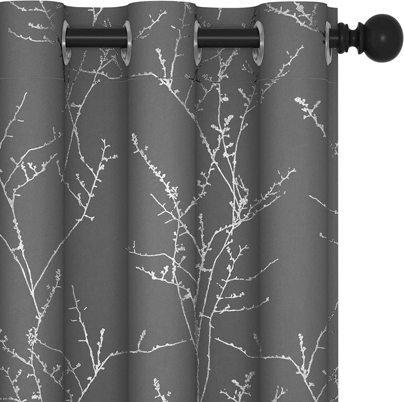 Deconovo Thermal Blackout Curtains for Bedroom and Living Room, 84 Inches Long, Light Blocking Drapes, 2 Panels with Tree Branches Design - 52W X 84L Inch, Beige, Set of 2 Panels Home & Garden > Decor > Window Treatments > Curtains & Drapes Deconovo Light Grey 42W x 84L Inch 