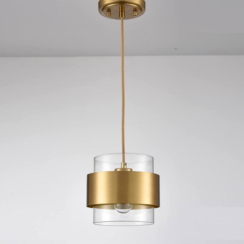 CLAXY Modern Brass Kitchen Pendant Light Height Adjustable Pendant Light Clear Glass Shade Home & Garden > Lighting > Lighting Fixtures CLAXY Clear Shade 59" Cord 