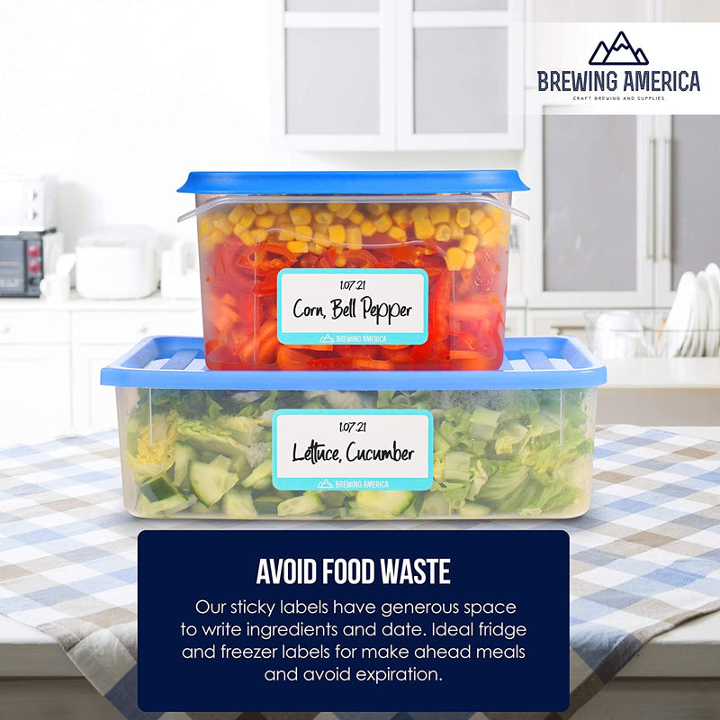Dissolvable Food Labels for Food Containers - Made in USA - Great for Food Prep, Pantry, Canning, Freezer, Mason Jar Storage, Bottles and Rotation– No Scrubbing, No Residue - TEAL Home & Garden > Decor > Decorative Jars Brewing America   