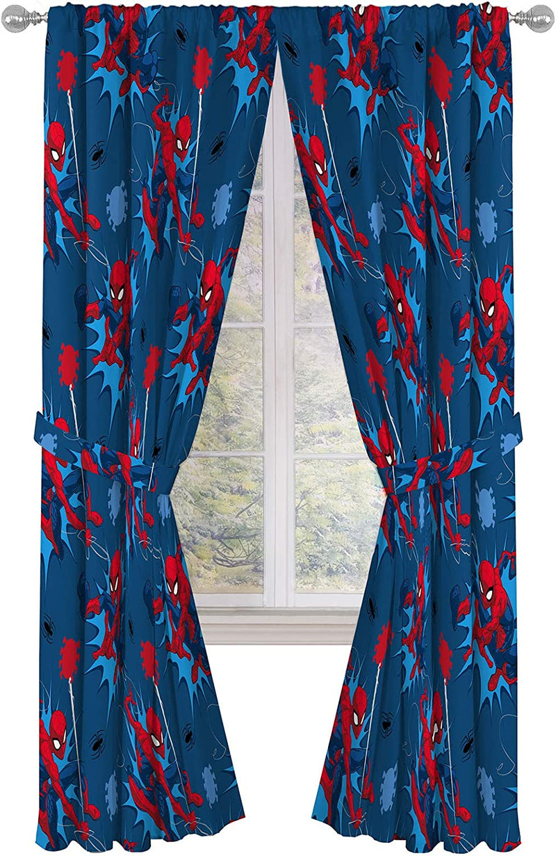 Marvel Avengers Blue Circle Microfiber Curtain Panel Pair with Tiebacks Set, 84 Inches Wide (42 Inches/Panel) 63 Inches Long Home & Garden > Decor > Window Treatments > Curtains & Drapes Jay Franco and Sons, Inc. Blue - Spiderman 84 Inch 