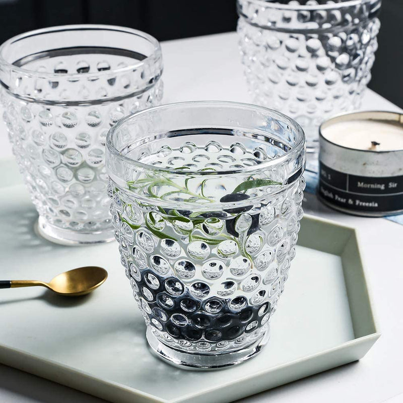 Hobnail Old Fashioned Tumbler Glasses 10 Oz. Set of 6 Premium Vintage Cup Set for Refreshments Soda Juice Whiskey Water Perfect for Dinner Parties Bars Restaurants (Clear, Tumbler) Home & Garden > Kitchen & Dining > Tableware > Drinkware G   