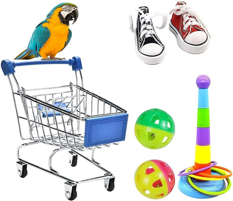 Parrot Toys 6PCS, Bird Toy Mini Shopping Cart - Training Rings - Shoes and Ball - Parrot Playing Chewing Standing Training Toys for Budgie Parakeet Cockatiel Bird Toy Part (Color Random) Animals & Pet Supplies > Pet Supplies > Bird Supplies > Bird Toys Himmbods   