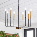 PUMING Farmhouse Chandelier 8 Lights Gold and Black Candle Chandeliers Ceiling Hanging Pendant Lights Fixture Rustic Pendant Lighting for Kitchen Island Dining Room Living Room Bedroom Home & Garden > Lighting > Lighting Fixtures > Chandeliers PUMING GoldBlack  