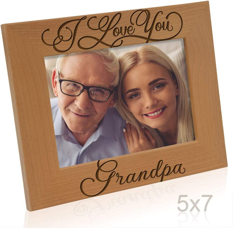 KATE POSH I Love You Grandpa, Grandparent'S Day, Best Grandpa Ever, Grandpa & Me, Engraved Natural Wood Picture Frame from Granddaughter, Grandson (5X7 Horizontal) Home & Garden > Decor > Picture Frames KATE POSH   