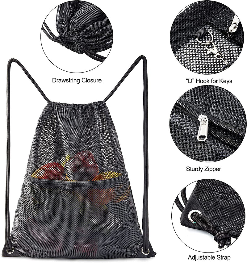 Mesh Drawstring Bag, Gym Equipment Storage Bag for Sports, Beach, Swimming, Shopping Home & Garden > Household Supplies > Storage & Organization COVAX   