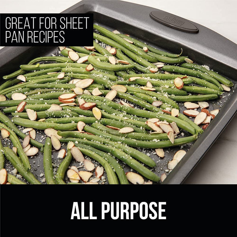 Gorilla Grip Durable Non Stick Cookie Baking Sheets, Set of 2, No Bending or Warping, Perfect for One-Pan Meals, Easy Clean Up, Cooking Tray, Better Grip with Silicone Handles, 17.3X11.75 Inch, Black Home & Garden > Kitchen & Dining > Cookware & Bakeware Hills Point Industries, LLC   