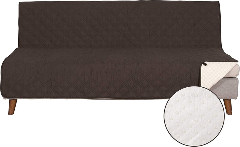 TOMORO Non Slip Chair Sofa Slipcover - 100% Waterproof Quilted Sofa Cover Furniture Protector with 5 Storage Pockets, Couch Cover for Kids, Dogs, Pets, Fits Seat Width up to 23 Inch Home & Garden > Decor > Chair & Sofa Cushions TOMORO Brown 70"-Futon 