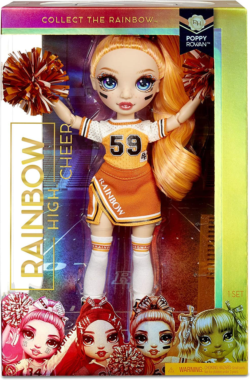 Rainbow High Cheer Poppy Rowan – Orange Cheerleader Fashion Doll with 2 Pom Poms and Doll Accessories, Great Gift for Kids 6-12 Years Old Sporting Goods > Outdoor Recreation > Winter Sports & Activities Rainbow High   