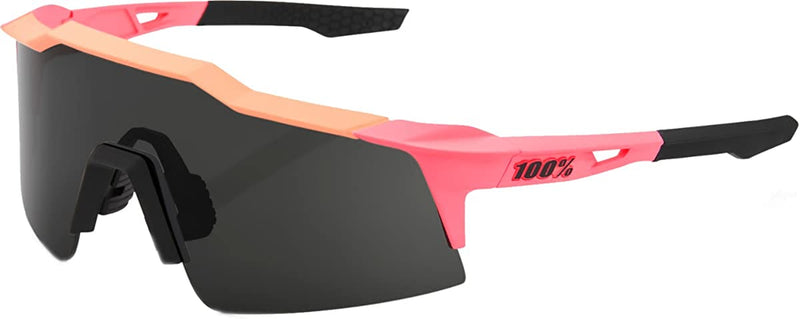 100% Speedcraft SL Sport Performance Sunglasses - Sport and Cycling Eyewear Sporting Goods > Outdoor Recreation > Cycling > Cycling Apparel & Accessories 100% Matte Washed Out Neon Pink - Smoke Lens  