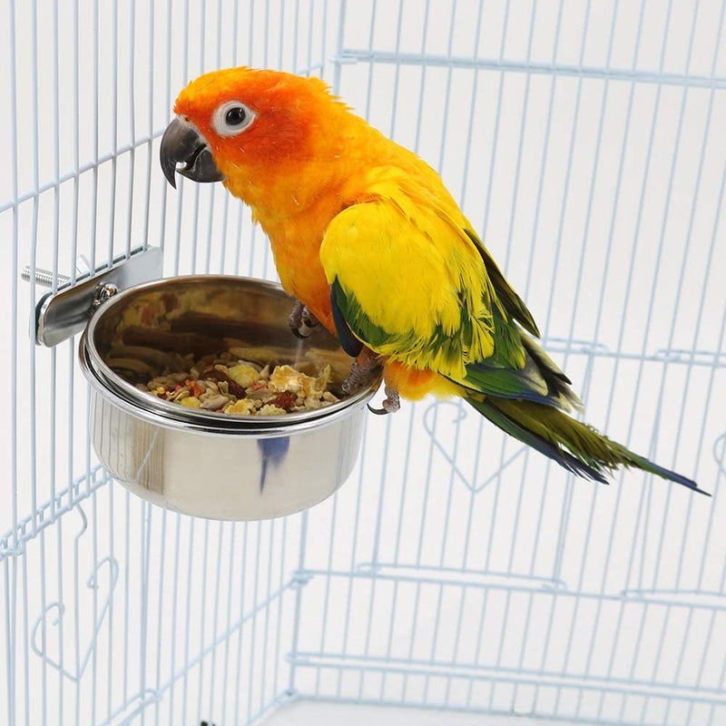 2 Pack Bird Cage Seed Feeder Pet Food Water Bowl Stainless Steel Parrot Feeding Coop Cup Dish with Clamp Holder for Medium and Large Parrots Animals & Pet Supplies > Pet Supplies > Bird Supplies > Bird Cage Accessories > Bird Cage Food & Water Dishes YINGGE   