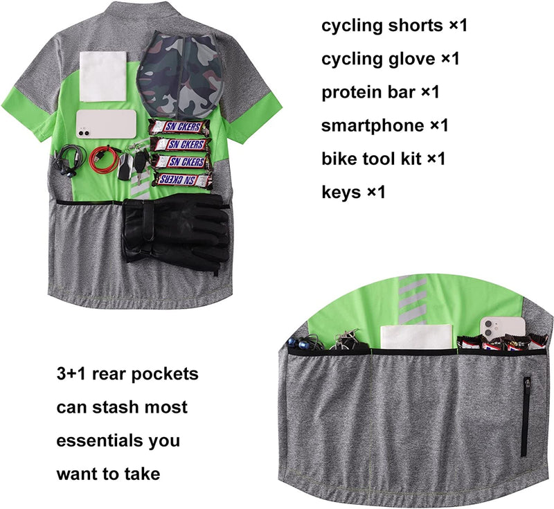 BALEAF Men'S Cycling Jerseys Tops Biking Shirts Short Sleeve Bike Clothing Full Zipper Bicycle Jacket with Pockets