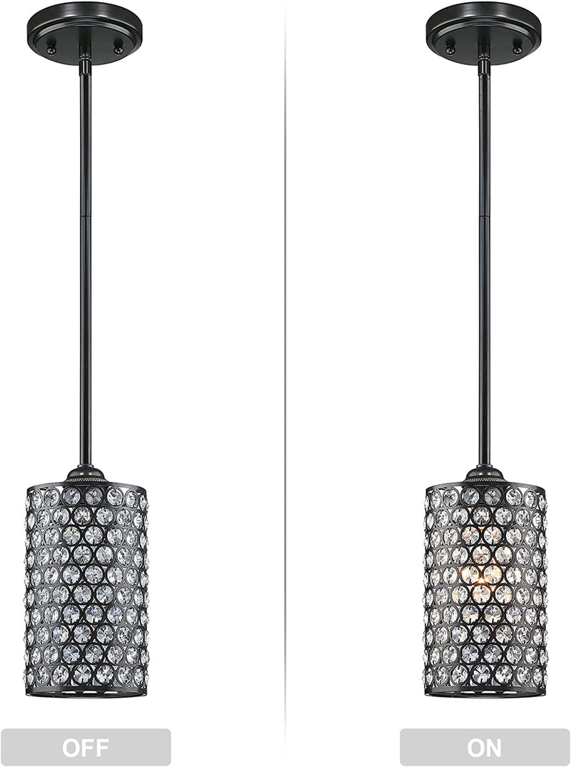 Doraimi 3 Pack 1 Light Crystal Kitchen Island Pendant Light Oil Rubbed Bronze Finish Modern Concise Pendant Crystal Metal Shade for Bar, Dining Room, Corridor,Living Room. LED Bulb(Not Include) Home & Garden > Lighting > Lighting Fixtures Doraimi Lighting   