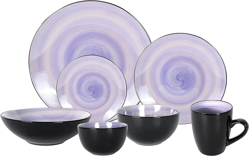 Homevss, Stoneware Sonoma 16Pc Dinnerware Set, Black + Speckled Spin Wash Purple Home & Garden > Kitchen & Dining > Tableware > Dinnerware HomeVss Cobalt 56pc Set 