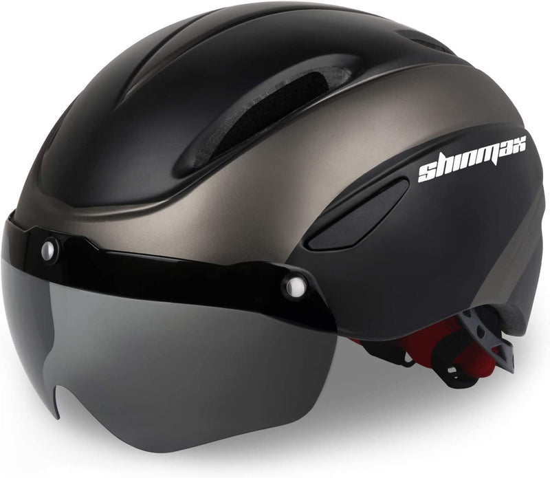 Shinmax Bike Helmet, Bicycle Helmet Men Women with Detachable Magnetic Goggles & Portable Bag Adjustable for Adult Road/Biking/Mountain Cycling Helmet Bc-001 Sporting Goods > Outdoor Recreation > Cycling > Cycling Apparel & Accessories > Bicycle Helmets Shinmax BlackTianium  