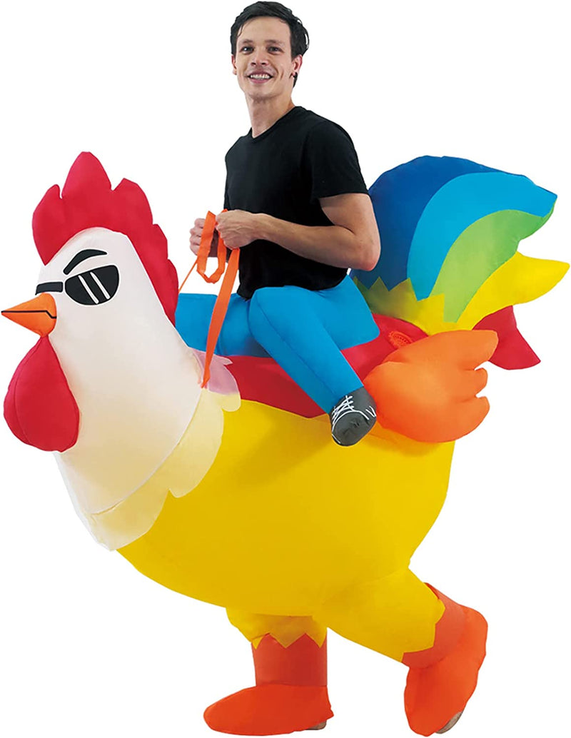 KOOY Inflatable Costume Adult Rooster Ride on Chicken Costume,Halloween Costumes Blow up Costumes