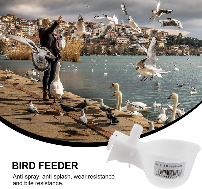 YARDWE 20PCS Automatic Pigeon Water Feeder Plastic Poultry Drinking Bowl Practical Quail Waterer Bird Supplies for Pigeon Chicken, White Animals & Pet Supplies > Pet Supplies > Bird Supplies > Bird Cage Accessories > Bird Cage Food & Water Dishes YARDWE   