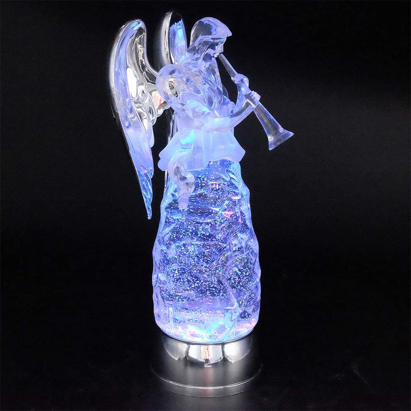 Wondise Angel Color Changing Night Light Snow Globe with Timer, 11 Inches Battery Operated Swirling Glitter LED Angel Lights for Christmas Home Decor(Angel Trumpet Figurine) Home & Garden > Lighting > Night Lights & Ambient Lighting Wondise 11” Angel Trumpet  