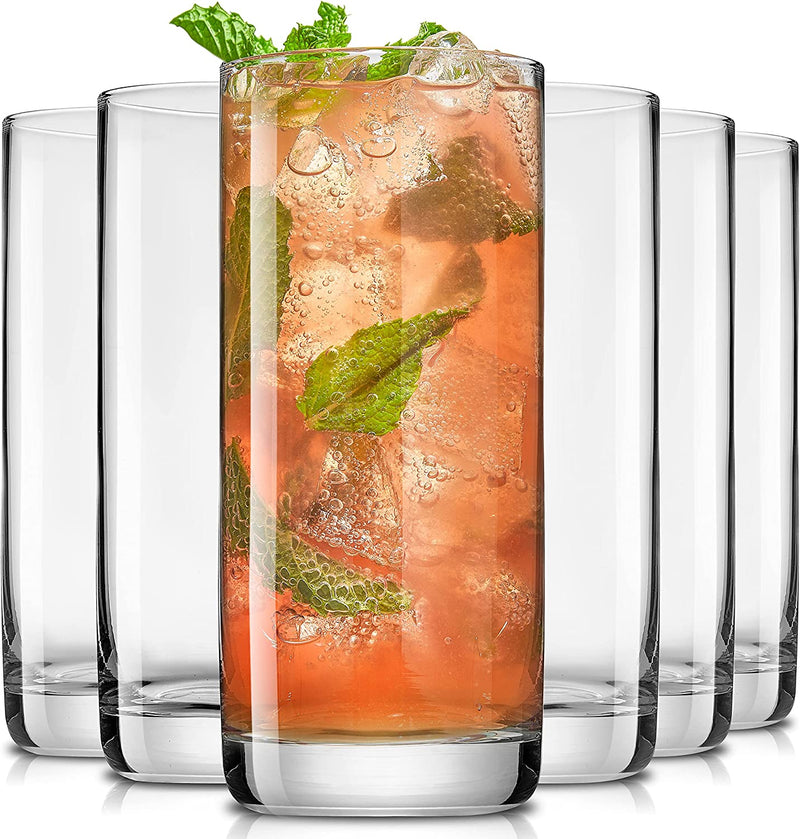 Joyjolt Faye 13Oz Highball Glasses, 6Pc Tall Glass Sets. Lead-Free Crystal Glass Drinking Glasses. Water Glasses, Mojito Glass Cups, Tom Collins Bar Glassware, and Mixed Drink Cocktail Glass Set Home & Garden > Kitchen & Dining > Tableware > Drinkware JoyJolt   