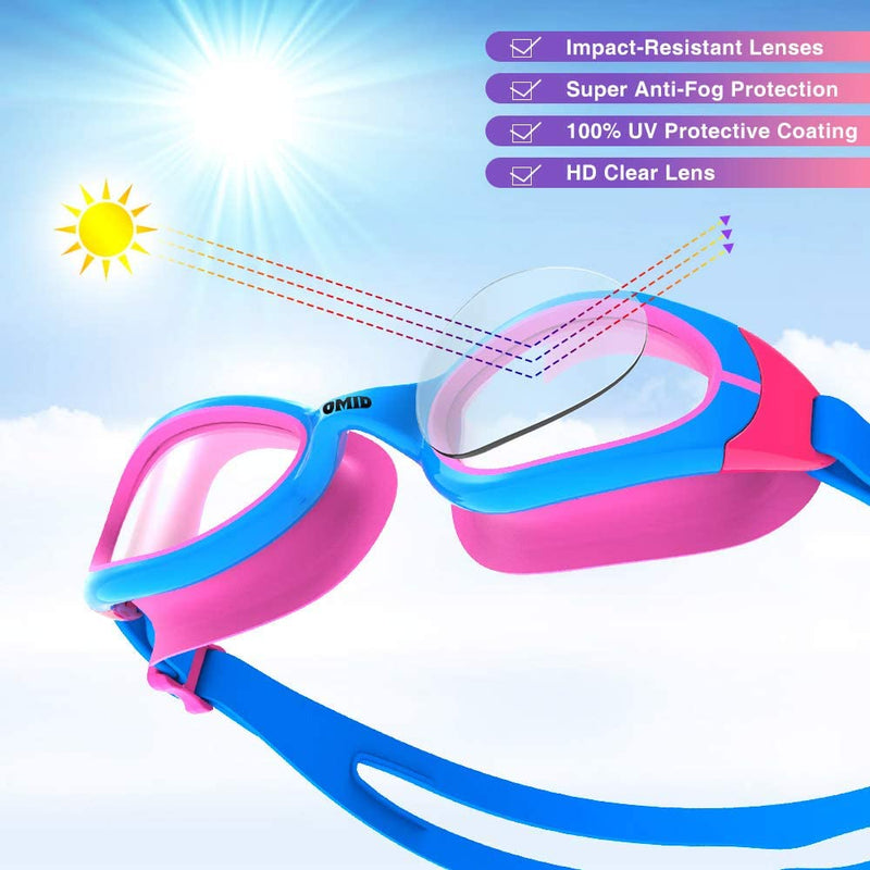 Kids Swim Goggle, OMID Comforatable Swimming Goggles for Child with Anti-Fog Crystal Vision UV Protection Age 3-12 Sporting Goods > Outdoor Recreation > Boating & Water Sports > Swimming > Swim Goggles & Masks OMID   