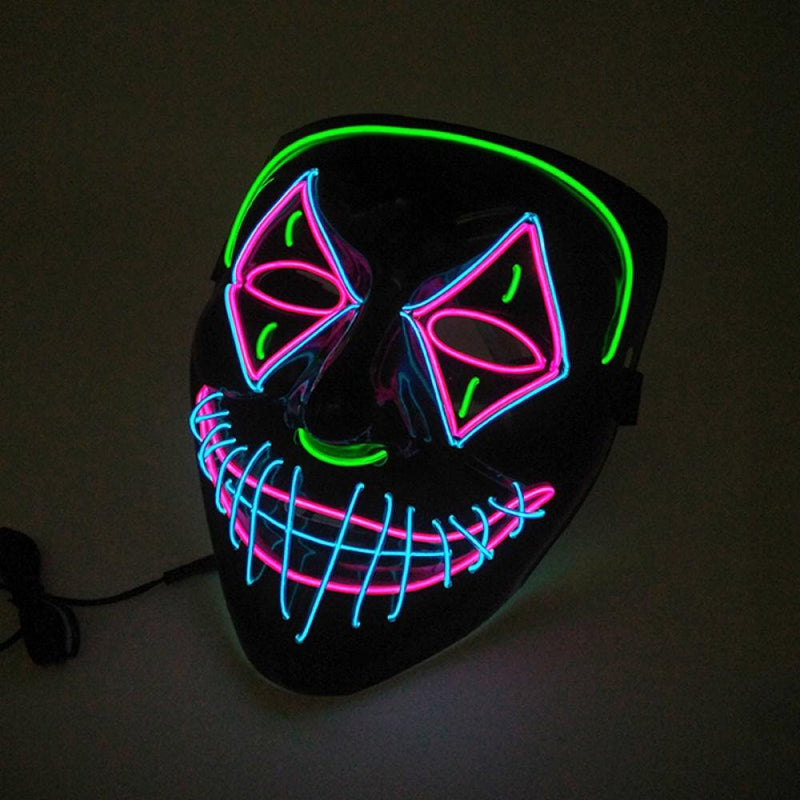 Halloween Scary Mask Cosplay Led Costume Mask EL Wire Light up for Halloween Festival Party