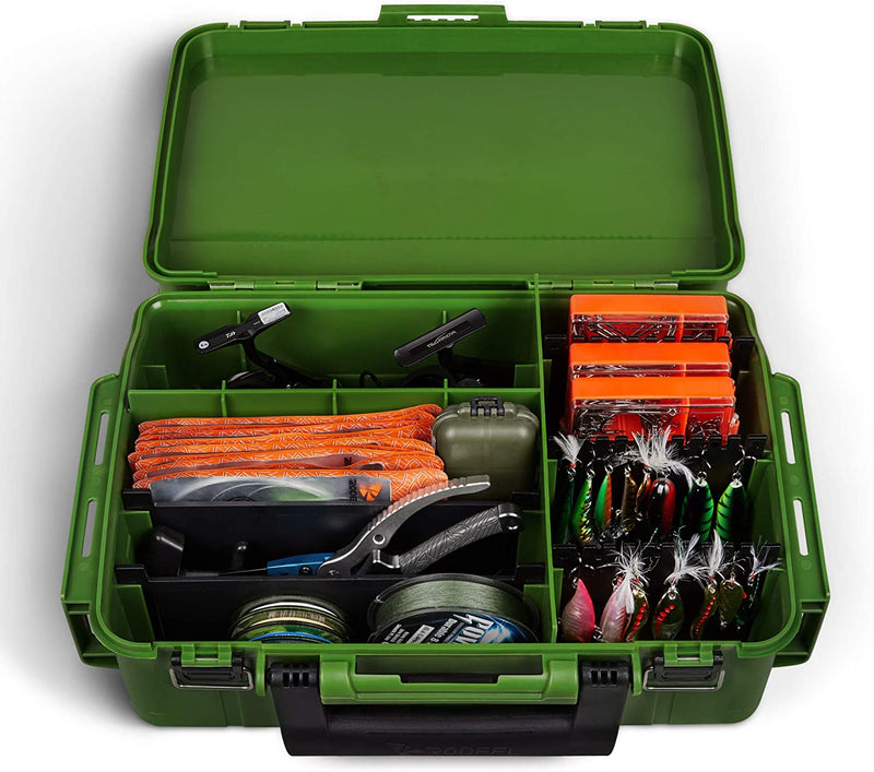 Rodeel Two Level Tackle Box, Premium Fishing Tackle Storag ，Outdoor Box Organizer with Adjustable Compartments, Size 15X11X7.5Inch Sporting Goods > Outdoor Recreation > Fishing > Fishing Tackle Rodeel   