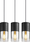 AKEZON Modern Glass Pendant Light 2 Pack, Adjustable Hanging Pendant Lighting Kitchen Lights Island Dining Room Bathroom Bar, Brushed Nickel Finish Home & Garden > Lighting > Lighting Fixtures AKEZON Black 3-Light 
