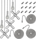 6 Combo Ceiling Fan Pull Chain Set ELFCAB Including Diameter 3Mm Beaded Ball Fan Pull Chain Pendant Extra 12Pcs Pull Loop Connectors 3Pcs 36Inches Extension Chains(Matte Black) Sporting Goods > Outdoor Recreation > Fishing > Fishing Rods ELFCAB Nickel  