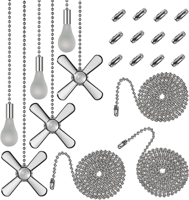 6 Combo Ceiling Fan Pull Chain Set ELFCAB Including Diameter 3Mm Beaded Ball Fan Pull Chain Pendant Extra 12Pcs Pull Loop Connectors 3Pcs 36Inches Extension Chains(Matte Black) Sporting Goods > Outdoor Recreation > Fishing > Fishing Rods ELFCAB Nickel  