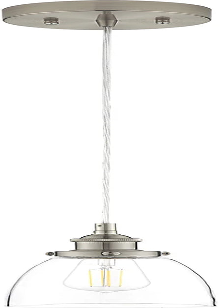 Linea Di Liara Fiorentino Large Glass Pendant Light Fixture Modern Farmhouse Bell Shaped Kitchen Pendant Lighting over Island Brushed Nickel Pendant Light Shade over Sink Lighting Fixtures, UL Listed
