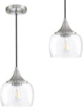 Doraimi Lighting 1 Light Industrial Kitchen Island Pendant Light 7.3" Clear Glass with Brushed Bronze Finish, Adjustable Cord Farmhouse Ceiling Pendant Light for Restaurant Kitchen Island Home & Garden > Lighting > Lighting Fixtures dongguan doraimi leading inc Brushed Nickel - 2 Pack  