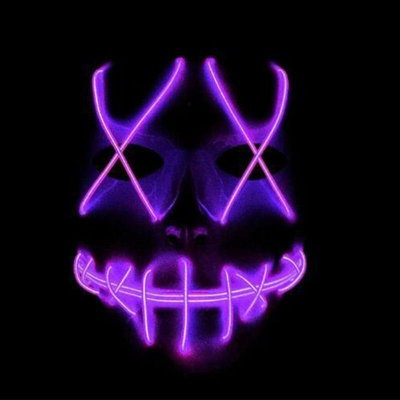 Spencer Scary Halloween LED Glow Mask Flash and Glowing EL Wire Light up the Purge Movie Costume Party Mask with 2AA Batteries "Fluorescent Green" Apparel & Accessories > Costumes & Accessories > Masks Spencer Purple