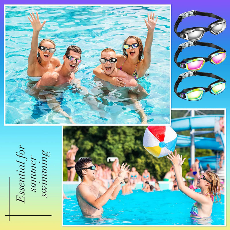 Flutesan 3 Pack Swimming Goggles anti Fog Swim Goggles Silicone Adjustable Swim Glasses with Nose Clip and Ear Plugs for Adult Men Women Youth Water Pool Swimming, 3 Colors Sporting Goods > Outdoor Recreation > Boating & Water Sports > Swimming > Swim Goggles & Masks Flutesan   