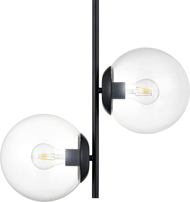 Linea Di Liara Satin Brass Modern 3 Light Globe Chandelier - Caserti Mid Century Clear Glass Ceiling Light for Kitchen, Dining Room and Hallways Home & Garden > Lighting > Lighting Fixtures > Chandeliers Linea di Liara Black Double Pendant 