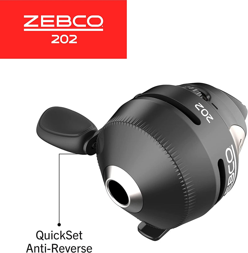 Zebco 202 Spincast Fishing Reel, Size 30 Reel, Right-Hand Retrieve, Durable All-Metal Gears, Stainless Steel Pick-Up Pin, Pre-Spooled with 10-Pound Zebco Fishing Line, Black, Clam Packaging Sporting Goods > Outdoor Recreation > Fishing > Fishing Reels Zebco   