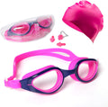 DREAM&GLAMOUR Swim Goggles Swimming Cap Set anti Fog No Leaking Full Protection Adult Men Women Youth Sporting Goods > Outdoor Recreation > Boating & Water Sports > Swimming > Swim Goggles & Masks DREAM&GLAMOUR Pink  