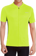 UPSOWER Men'S Cycling Jersey - Breathable Quick Drying Bike Shirts Short Sleeve Full Zip Reflective with 4 Rear Pockets Sporting Goods > Outdoor Recreation > Cycling > Cycling Apparel & Accessories UPSOWER Fluorescent Yellow Small 