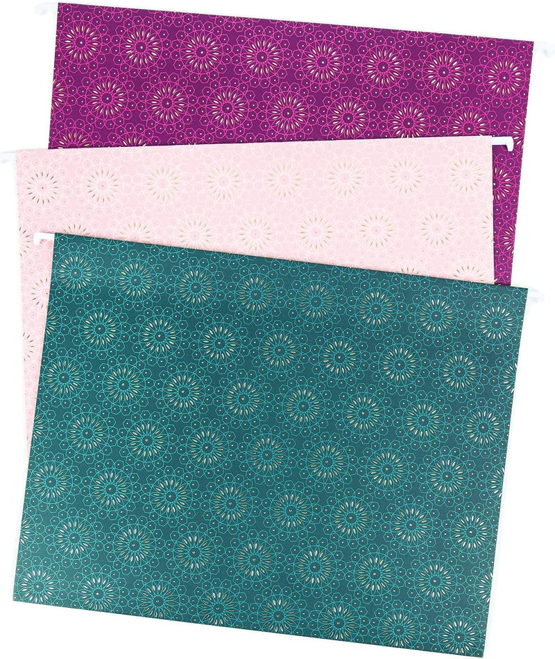 U Brands Modern Classic Fashion Hanging File Folders, Letter Size, Assorted Colors, 12 Pack