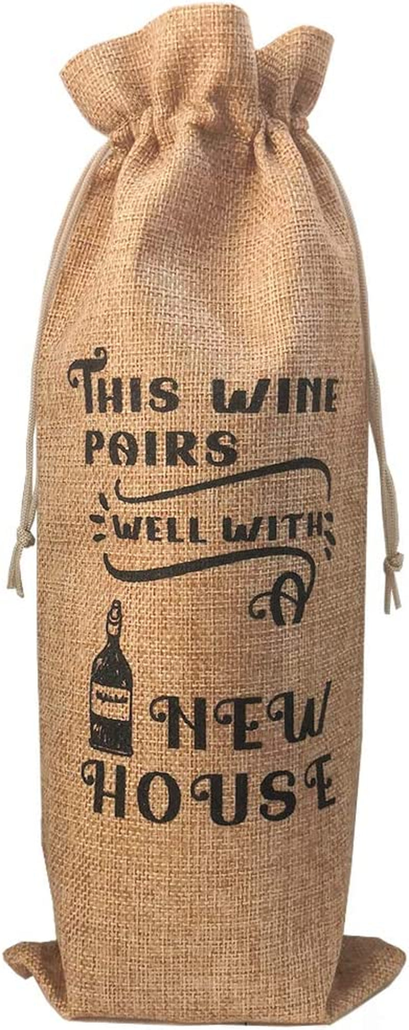 New House Gift Wine Bag, Closing Gifts for Buyers, Closing Gifts Real Estate for Clients, Burlap