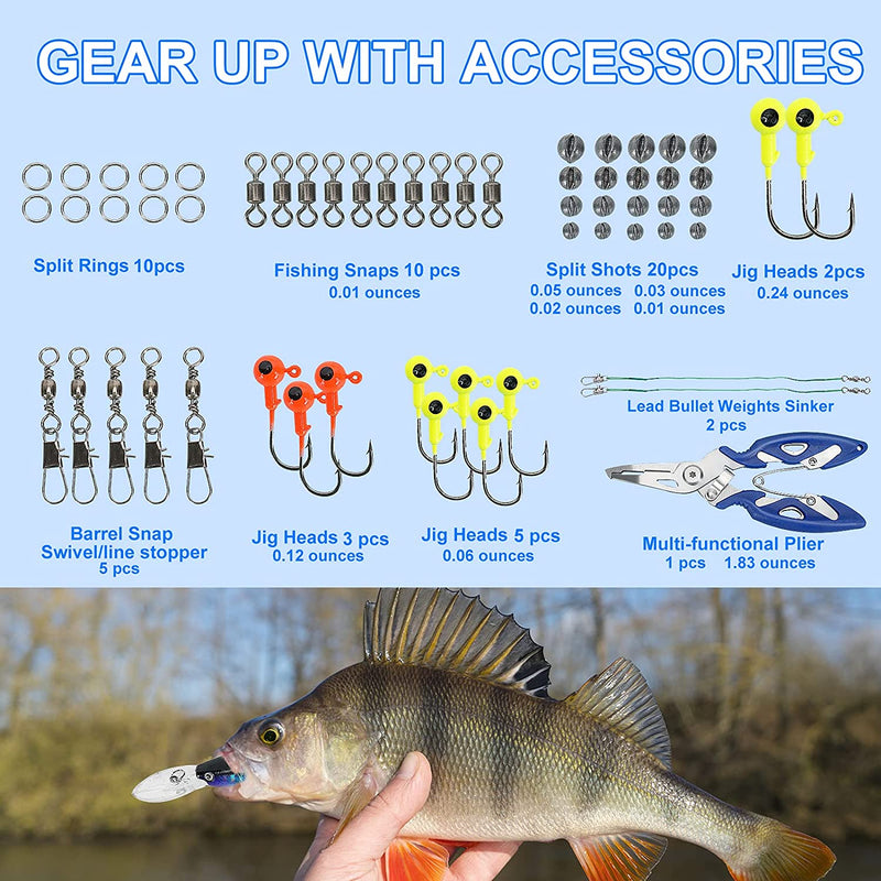 Fishing Lures Tackle Box Bass Fishing Kit,Saltwater and Freshwater Lures Fishing Gear Including Fishing Accessories and Fishing Equipment for Bass,Trout, Salmon . Sporting Goods > Outdoor Recreation > Fishing > Fishing Tackle > Fishing Baits & Lures MGSMDP   