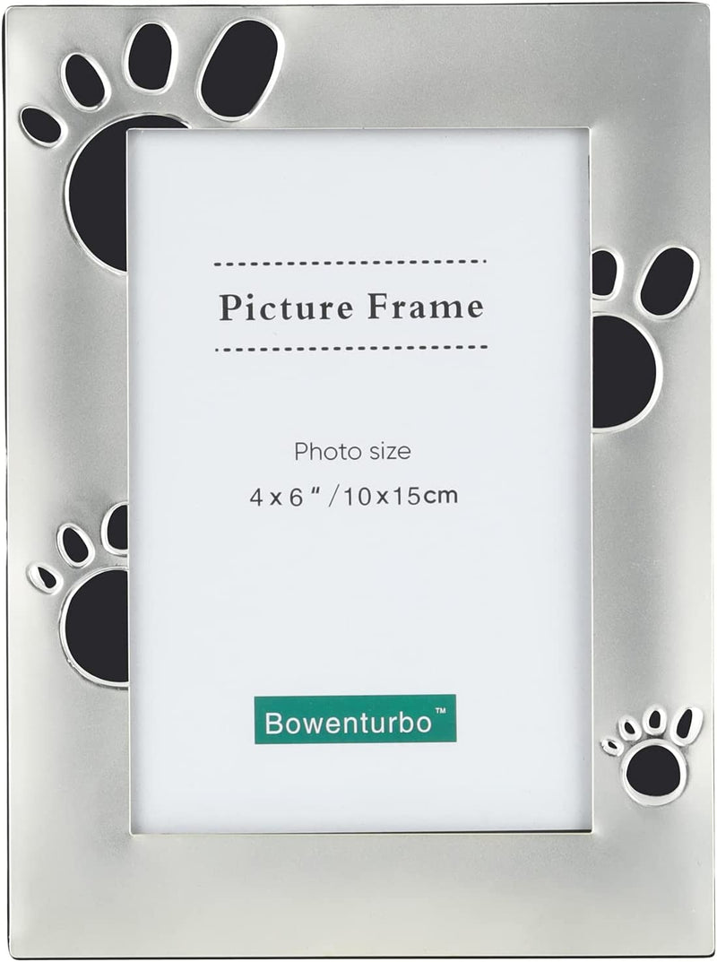 Metal Picture Frame Dog Paw Print Pet Photo Picture Frame Silver Picture Baby Frame(5X7") Home & Garden > Decor > Picture Frames Bowenturbo 4x6"  