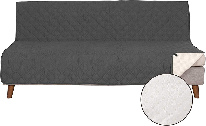 TOMORO Non Slip Chair Sofa Slipcover - 100% Waterproof Quilted Sofa Cover Furniture Protector with 5 Storage Pockets, Couch Cover for Kids, Dogs, Pets, Fits Seat Width up to 23 Inch Home & Garden > Decor > Chair & Sofa Cushions TOMORO Dark Gray 70"-Futon 