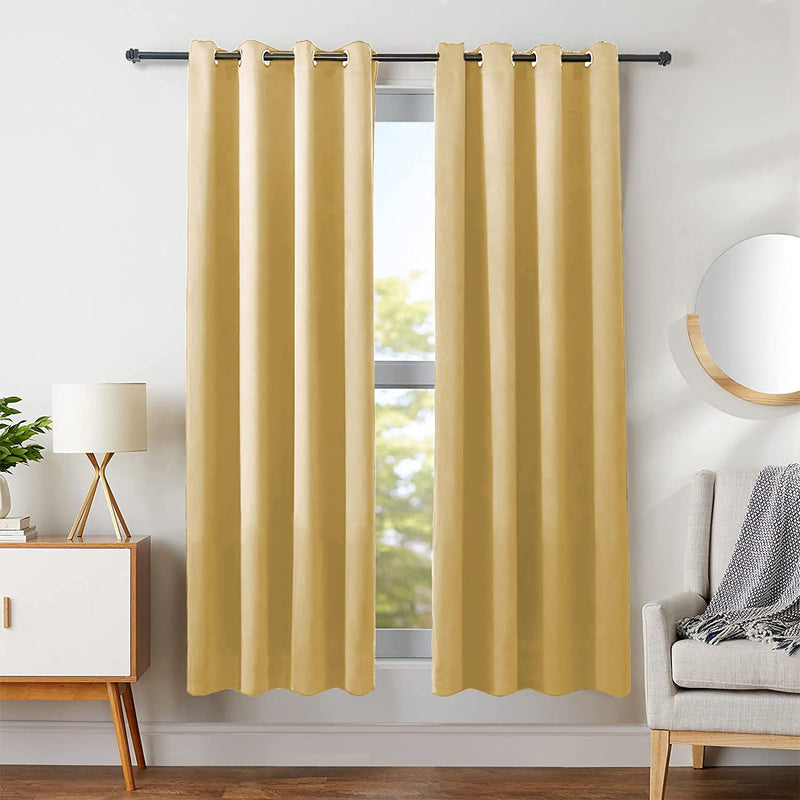 Meidiya Blackout Curtains with Grommet 2 Panels Set Thermal Insulated for Bedroom Window Living Room Kitchen Privacy Darkening Curtains Block UV Noise Reduction (42 X 63 Inch Taupe) Home & Garden > Decor > Window Treatments > Curtains & Drapes meidiya Beige 42*63 inch 
