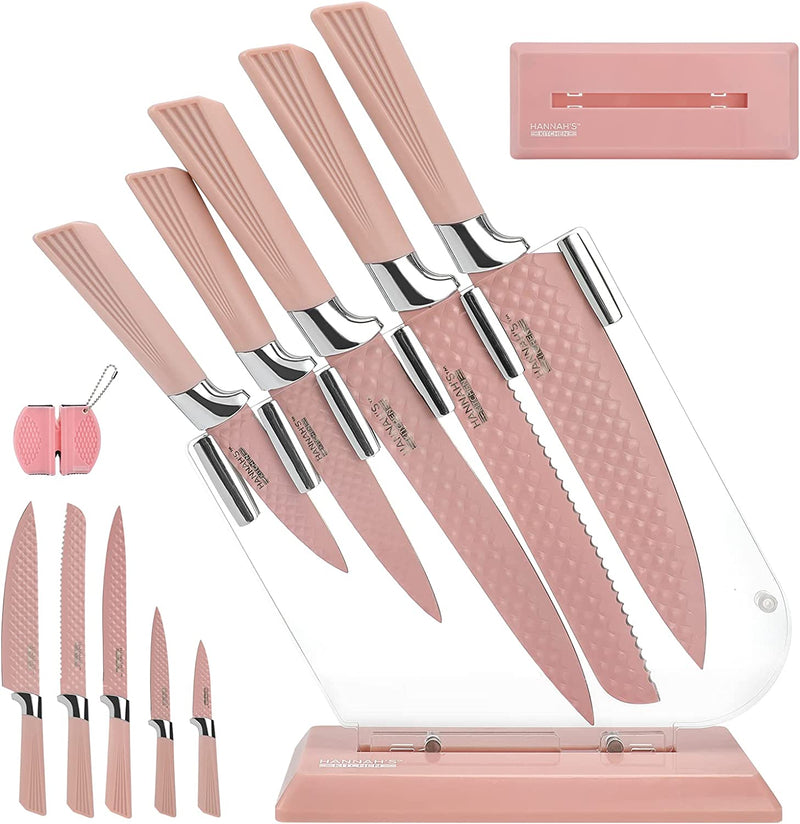 Cute Knife Set Includes 3 Kitchen Knives, Ceramic Peeler and Multipurpose Scissor, Dishwasher Safe, Good for Beginners Home & Garden > Kitchen & Dining > Kitchen Tools & Utensils > Kitchen Knives Hannah's Kitchen 7pcs/pink  