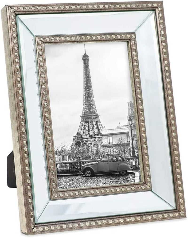 Isaac Jacobs 11X14 (8X10 Mat) Champagne Mirror Bead Picture Frame - Classic Mirrored Frame with Dotted Border Made for Wall Display, Photo Gallery and Wall Art (11X14 (8X10 Mat), Champagne) Home & Garden > Decor > Picture Frames Isaac Jacobs International Champagne 4x6 