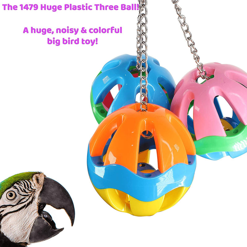 1479 Huge Plastic 3 Ball Bonka Bird Toys Colorful Durable Large Parrot Eclectus Hyacinth Cockatoo Animals & Pet Supplies > Pet Supplies > Bird Supplies > Bird Toys Bonka Bird Toys   