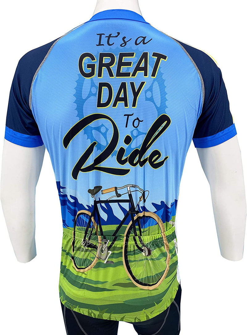 CORVARA BIKE WEAR It'S a Great Day Men'S Cycling Short Sleeve Bike Jersey Sporting Goods > Outdoor Recreation > Cycling > Cycling Apparel & Accessories CORVARA BIKE WEAR   