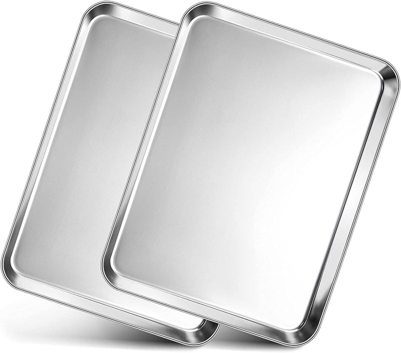 P&P CHEF Baking Cookie Sheet Set of 2, Stainless Steel Baking Sheets Pan Oven Tray, Rectangle 16”X12”X1”, Non Toxic & Durable Use, Mirror Finished & Easy Clean Home & Garden > Kitchen & Dining > Cookware & Bakeware P&P CHEF 2 12.5 x 9.7 inch 