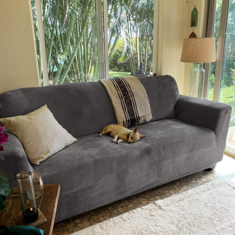 RHF Velvet-Sofa Slipcover, Stretch Couch Covers for 3 Cushion Couch-Couch Covers for Sofa-Sofa Covers for Living Room,Couch Covers for Dogs, Sofa Slipcover,Couch Slipcover(Beige-Sofa) Home & Garden > Decor > Chair & Sofa Cushions Rose Home Fashion Dark Grey Extra Wide Sofa 