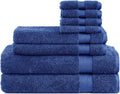 Cotton Cozy 600 GSM 8 Piece Towel Set 100% Cotton Indulgence, Luxury 2 Bath Towels, 2 Hand Towels & 4 Washcloth, Premium Hotel & Spa Quality, Highly Absorbent, Classic American Construction, Navy Blue Home & Garden > Linens & Bedding > Towels Cotton Cozy Navy Blue 8 Piece Towel Set 