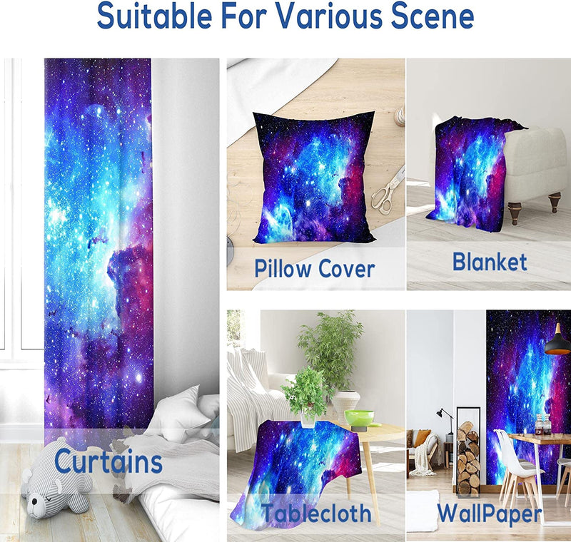 Riyidecor Galaxy Outer Space Nebula Curtains (2 Panels 42 X 63 Inch) Blue Rod Pocket Universe Planets Boys Fantasy Starry Black Art Printed Living Room Bedroom Window Drapes Treatment Fabric WW-CLLE Home & Garden > Decor > Window Treatments > Curtains & Drapes Pan na   